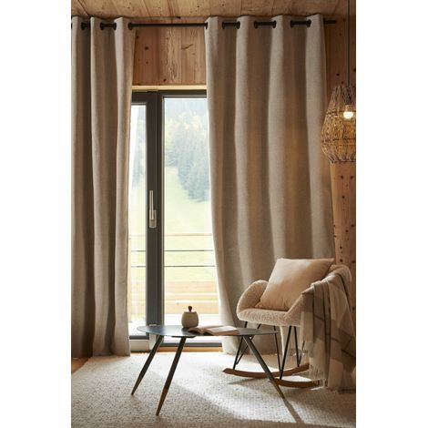 Lot de 2 rideaux occultants phoniques et thermiques doublés polaire "Bjorn" 100% opaque l'Effet Papillon - Bjorn Pampa - 2 Panneaux Occultant + Polaire 140 x 240 cm