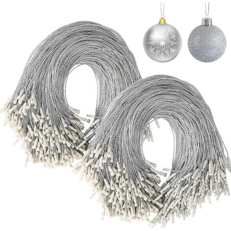 600 attaches pour décorations de Noël, avec mousqueton, pour suspendre les décorations du sapin et des fêtes de fin d'année. Fermeture facile et rapide. Couleur argent. (1/5)
