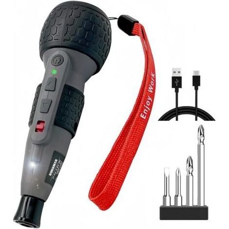 Tournevis électrique sans fil 3,6 V - Mini perceuse - Batterie au lithium rechargeable - Réglage du couple - Lumière LED automatique et manuelle - Entretien du gadget domestique (noir) (1/5)