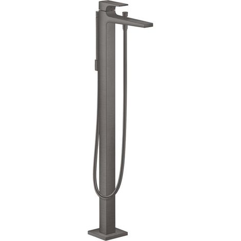 mitigeur bain/douche, set de finition, poignée manette noir chromé brossé
