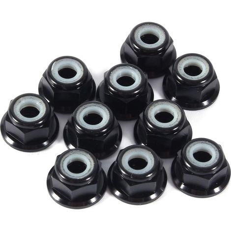 Écrous autobloquants M4 à insert en nylon anodisé, lot de 10
