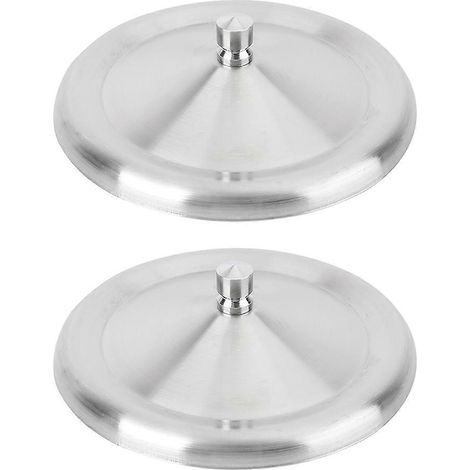 Lot de 2 couvercles ronds en acier inoxydable pour tasses, anti-poussière et conservant la chaleur.-8.5X8.5CM-Silver (1/4)
