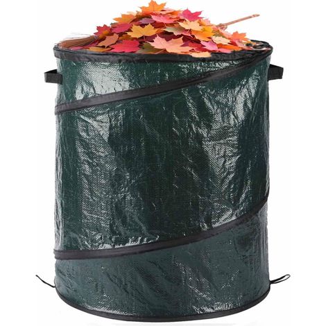 (vert 100 l)Sacs à déchets de jardin et poubelle de camping, sac pop up pliable robuste avec poignées, réutilisable, pour feuilles, ordures, jouets (1/5)