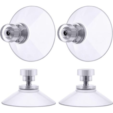 Ventosas de rosca, 4 unidades de ventosas transparentes de 50 mm con rosca, ventosas aislantes de PVC extrafuertes para suspensión de cortinas, ideales para autocaravanas, ventanas, baños y furgonetas (1/5)