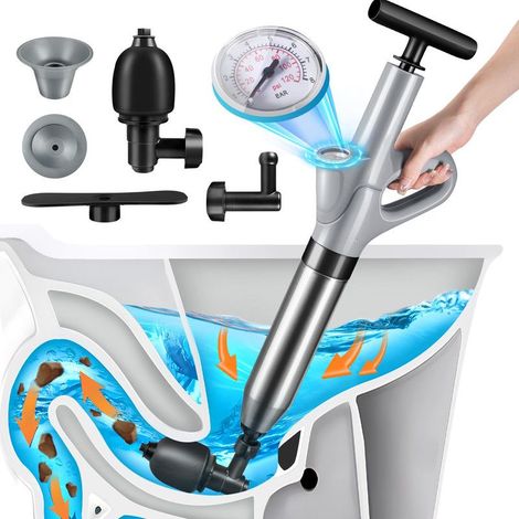 Déboucheur canalisation Pro - 3 Adaptateurs Inclus - Déboucheur à pompe - Evier - Toilette - Baignoire ,OUYLAF (1/5)