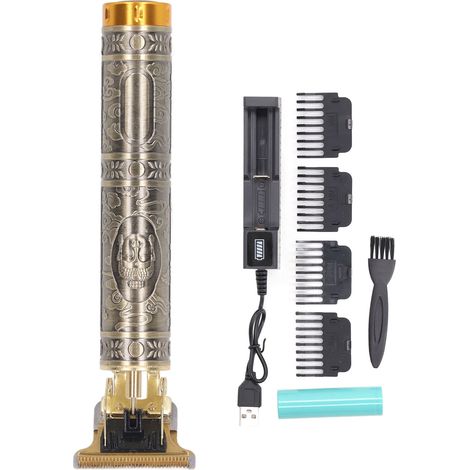 Kit de tondeuse à cheveux professionnelle lame T, base de charge assortie motif Bouddha, portable avec socle (1/5)