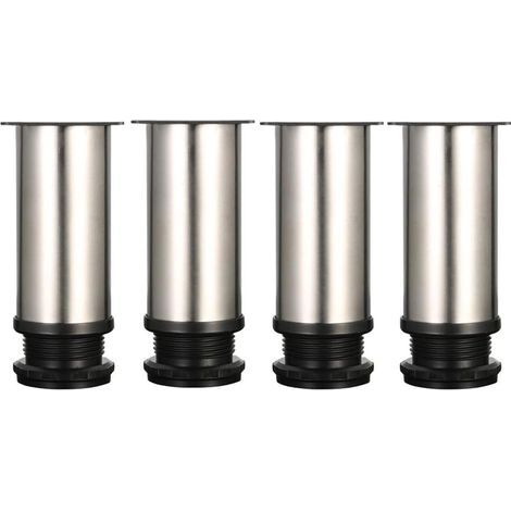 4 Adjustable Legs 120mm Height Thicken Cabinet Legs Table Legs Furniture Legs, Brushed Stainless Steel, Adjustable Height 0-15mm Come with Stainless Steel Screws (1/5)