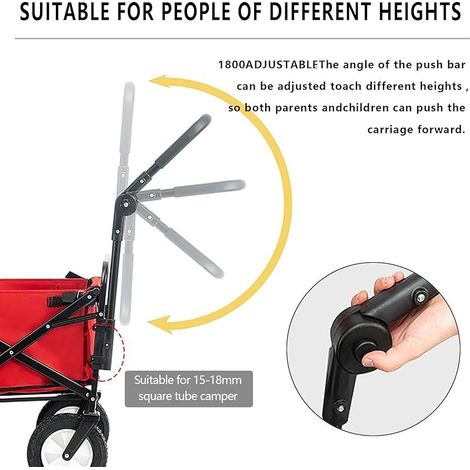 Poignée de Poussée pour Chariot de Transport, Poignée de Rechange pour Chariot de Remplacement, Accessoires de poignée de Chariot,Poignée de Poussée Pliable pour Caravane, Jardin (1/5)