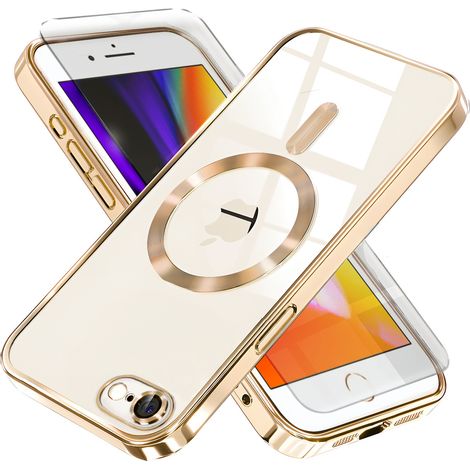 Custodia per iPhone 7/8/SE 2020/SE 2022, Electro MagSafe, oro + pellicola protettiva in vetro (1/5)