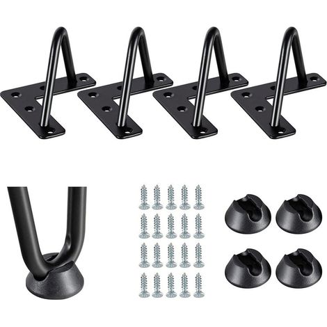 Juego de 4 patas de horquilla FOREHILL para muebles, sillas, mesas, de metal, 10 cm, incluye tornillos y protectores de suelo. (1/5)