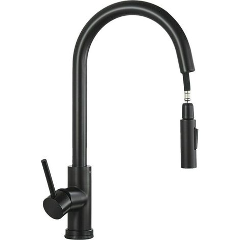 Robinet de Cuisine Douchette, Mitigeur Évier Cuisine Extractible Rotatif à 360°, Mélangeur Cuisine Chaud et Froid avec 2 Modes Pulvérisation (1/5)