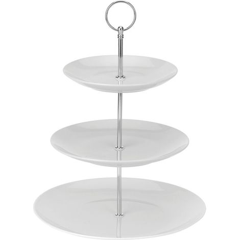 Porzellan Etagere - 27 cm / weiß - mit 3 Etagen