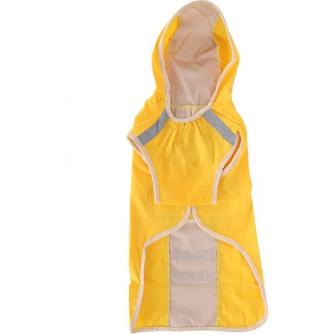Manteau imperméable pour chien, imperméable, réglable, léger, pour animaux de compagnie, avec rayures réfléchissantes de sécurité, jaune, L (1/5)