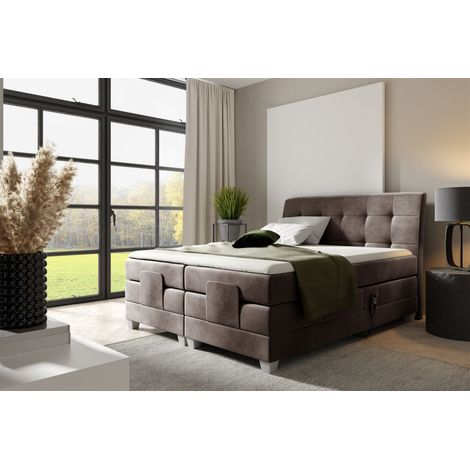 Boxspringbett Elektrisch Bett FRANCO 140x200cm in Stoff Fresh Schokobraun (1/2)