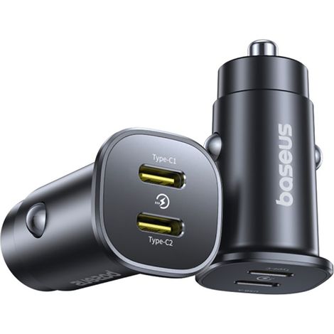 Cargador de coche Baseus GoTrip 2 x USB-C 30W - Negro (1/5)
