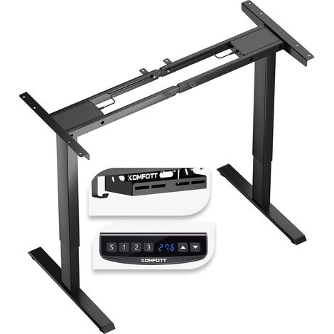 GOPLUS Bureau Assis Debout Electrique, 109 x 45 x 70-120 CM, Charge 100 KG, Cadre de Bureau Reglable en Hauteur et Largeur, Pied de Bureau Table Escamotable (Noir) (1/5)