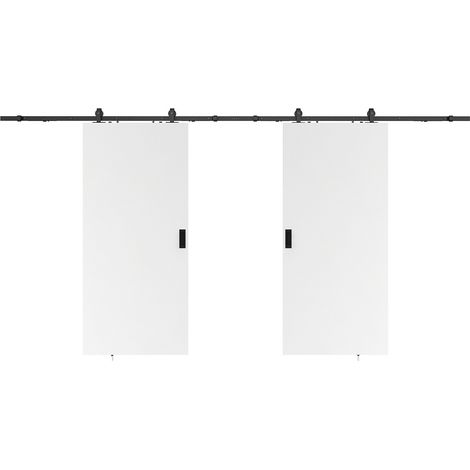 Porta scorrevole doppia con sistema esterno muro 2 x H205 x L73 cm MDF + PVC Bianco - VARIN II (1/3)