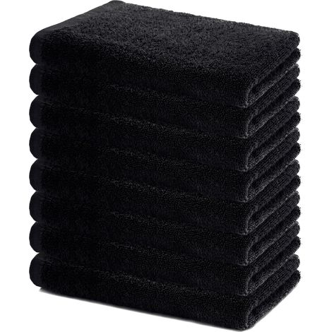 Plafonnier Cristal Serviette de Bain - Lot de 8 - Coton - Absorbante - Oeko-Tex - Salle de Bain Et Fitness - Noir - (1/5)