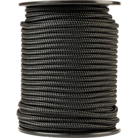 SNURO Corde Nylon Tressée (6mm, 50m, noir) - Paracorde en polyamide tressé robuste - Résistante à l'usure et solide - Charge de rupture 622kg (1/5)