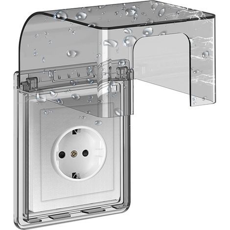 Type 86 Cache Prise Etanche Electrique Murale, Prise Electrique de Courant Etanche, Autocollant Prise Couvercle Interrupteur, 10.8x7.5x12.3cm, pour Salle de Bain et Cuisine Prise (1/5)