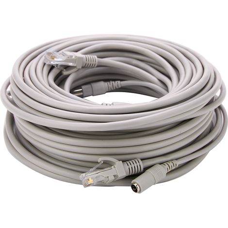 Câble Ethernet RJ45+DC 5M/10M/15M/20M pour caméras IP et système NVR 10Mbps/100Mbps (20M)