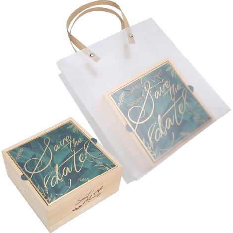 Lot de 2 boîtes cadeaux en bois pour mariage, en PVC, élégantes, pour bonbons, accessoire de fête d'anniversaire n°2 (1/5)