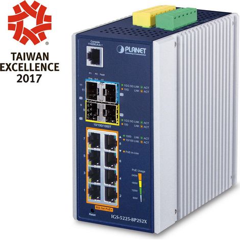 Planet IP30 Industrial L2+/L4 de 8 puertos, IGS-5225-8P2S2X