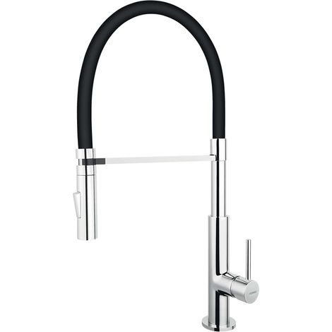 Novaservis Ferro - Grifo de fregadero con brazo flexible y ducha, negro/cromo BLE4B (1/2)
