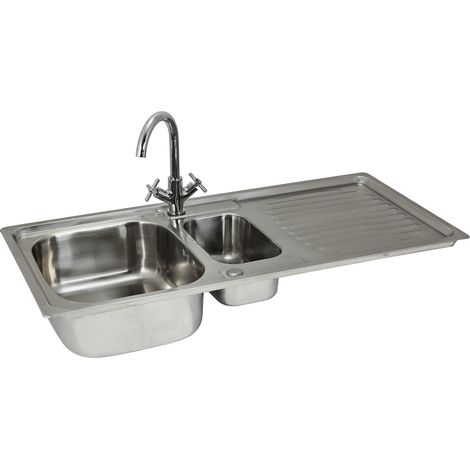 Lavandino da Cucina in Acciaio Inossidabile 105cm x 50cm con Rubinetto Victoria (1/5)