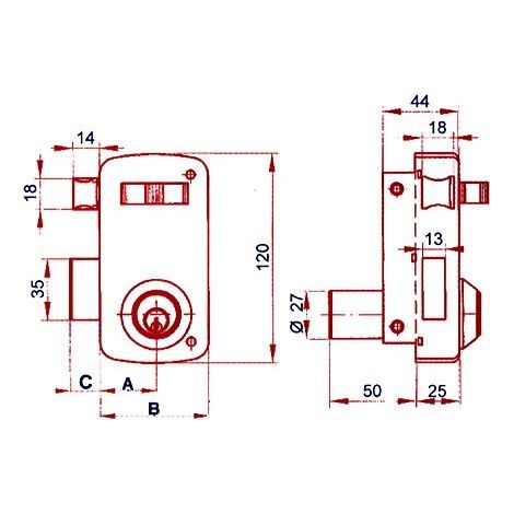 Serratura da infilare 5056a 60 mm. entrata a sinistra 95056ahe60i lince