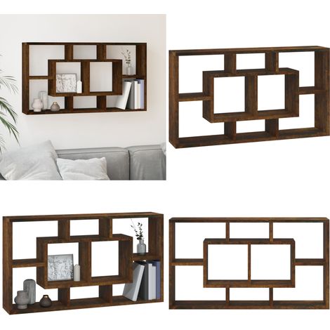 Wandregal mit 8 Fächern Räuchereiche - Wandregal - Holzregal - Regal - Wohnraum Dekoration - Badezimmer Organisation - Home & Living (1/5)