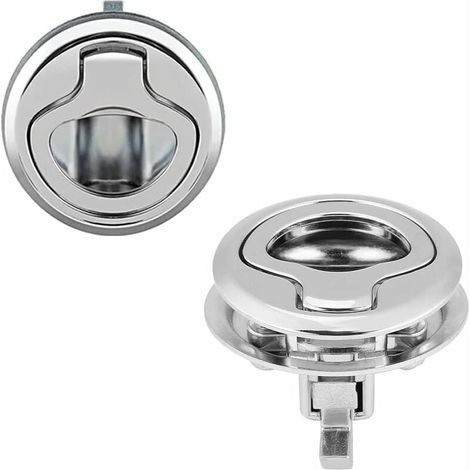 Lot de 2 verrous de trappe à tirer, loquet de pont de bateau, claquement de levage de poignée, en alliage de zinc 3,8 cm pour la chasse marine, portes d'armoire de bateau. (1/4)