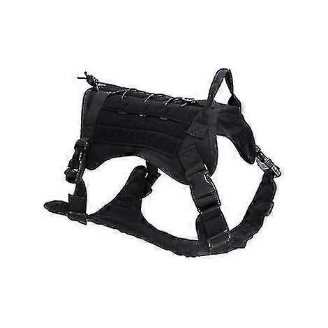 Harnais tactique pour chien avec poignée en nylon, harnais d'entraînement réglable, gilet de travail pour animaux de compagnie (1 pièce - noir) (1/2)
