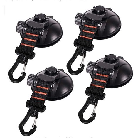4er-Pack Saugnapfanker mit Saugnapfhalterung für Auto, Camping, Plane, Zelt. Multifunktionale Saugnapfhalterung zur Verwendung als Seitenmarkise fürs Auto.