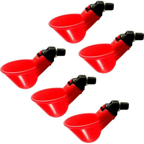 Lot de 5 abreuvoirs automatiques en plastique pour volailles (poulets, oiseaux, poulailler). (1/5)