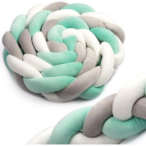 Protection de bord pour lit bebe ricokids 2m - gris menthe