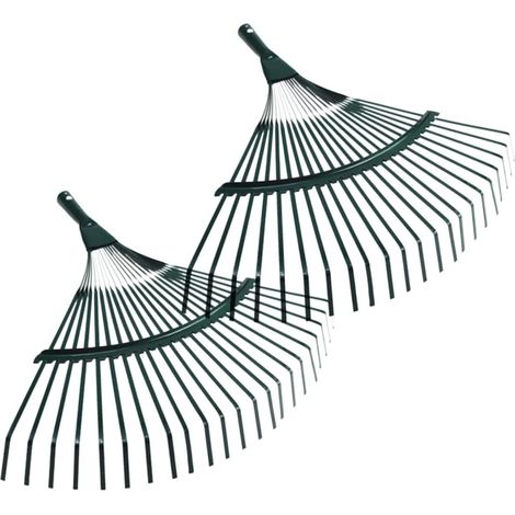 2 Pièces Râteau De Jardin à Dents Manche Bois Pratique Outil De Nettoyage De Jardin pour Débris Convient pour Cour Et Ferme (1/5)
