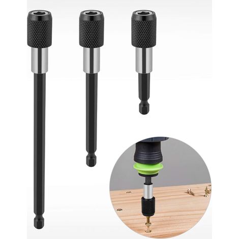Porte-embout à changement rapide, rallonge de perceuse magnétique, 1/4", porte-clé, adaptateur de tête de forage, jeu d'arbres hexagonaux pour perceuse, tournevis, embouts et tournevis à main, 3 pièce