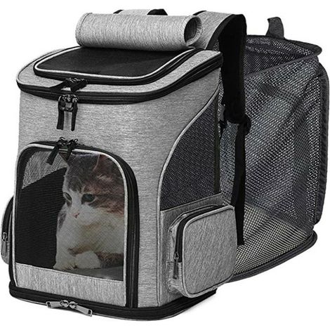 Sac de transport pour chat avec 4 fenêtres – Charge maximale 8kg – Tissu oxford imperméable – Pliable et extensible (1/5)