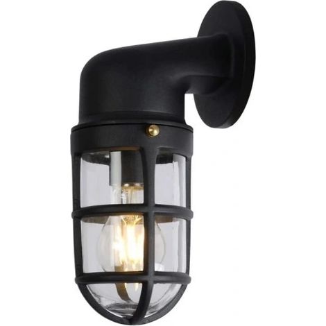 Applique esterna Lucide Dudley E27 IP44 nera vetro (1/5)