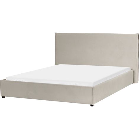 Cama de agua moderna de terciopelo gris pardo 160 x 200 cm tradicional Vaucluse (1/5)