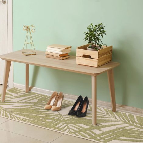 Patio Palm Botanical Leaf Flatweave Kitchen Indoor Garden Outdoor Rug Green Hallway 66 x 240 cm (1'x11''x7'10'') Runner