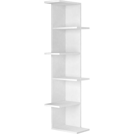 Etagère murale, bibliothèque coloris Blanc - longueur 37 x profondeur 24 x hauteur 141 cm