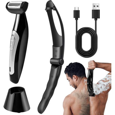 Men Back Shaver Multifunctional Shaver with Removable Handle Wet Dry Electric Body Hair Remover Ergonomic Face Arm (1/5)
