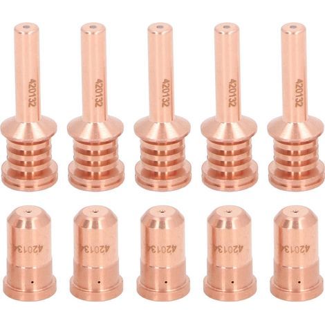 Kit de Consommables pour Découpeur Plasma, Buse de Découpeur Plasma, 5 Électrodes 420132 et 5 Buses 420134, Ensemble de Coupe en Laiton, pour PMX 30AIR (1/5)
