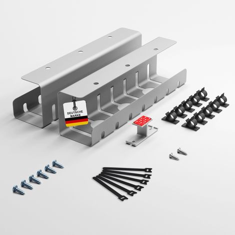 Albatros Kabelkanal Schreibtisch Silber Komplettset D - Kabelmanagement Schreibtisch für Ordnung und Produktivität - Organizer für Kabelführung-Kabelschacht Kabelwanne für Kabelorganisation