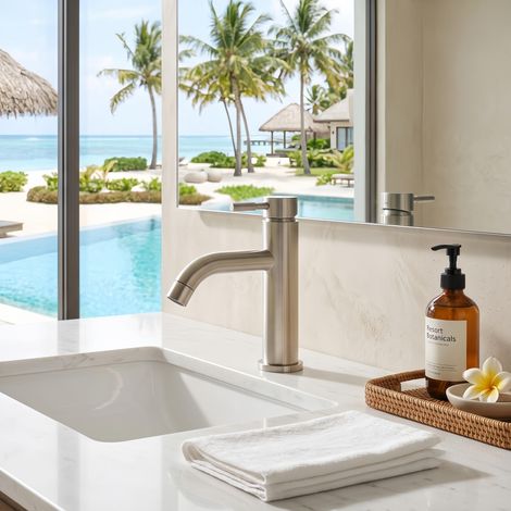 Rubinetto Cucina Estrattile con Doccia Estraibile e Flesso - Monoforo Cromo Lucido, Adatto per Bagno, Aeratore Risparmio Idrico e Cartuccia Ceramica (1/5)