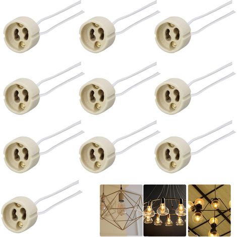 GU10 Support de Lampe,10 PCS Douille GU10,Base de Lampe pour LED et Halogène,Douille Céramique mâle (1/5)