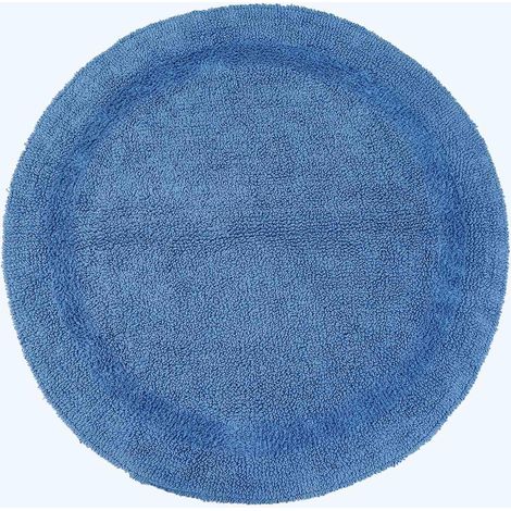 HOMESCAPES Luxury Reversible Round Bath Mat - Cobalt Blue