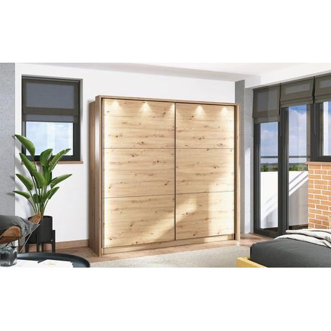 Armadio scorrevole L.220, stile industy, finitura Rovere (1/5)